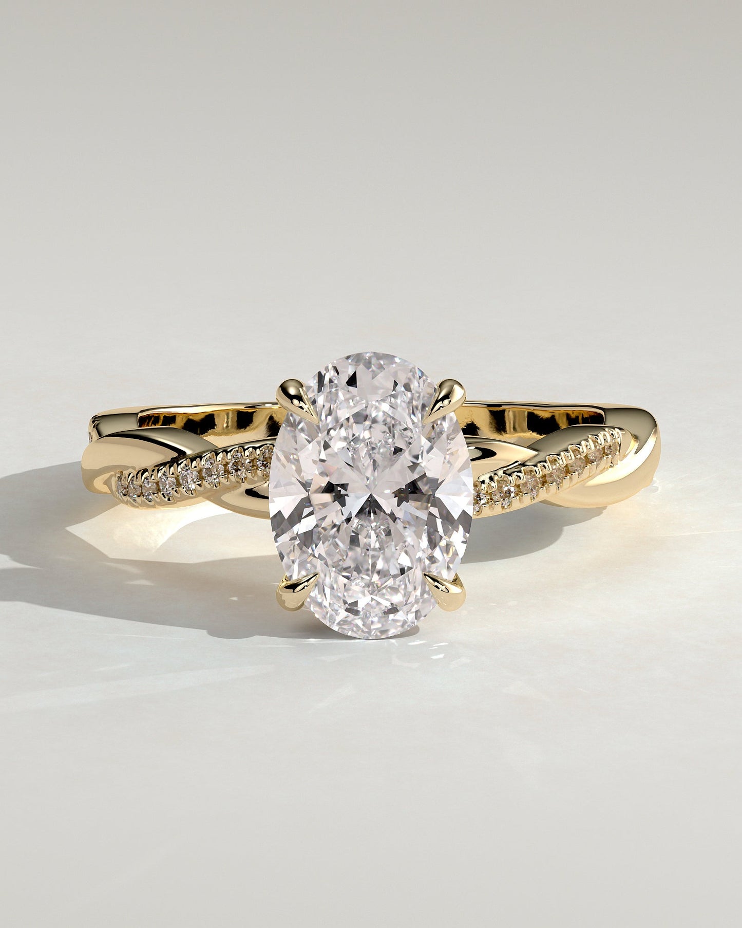 Oval Hidden Halo and Twisted Pave Lab Grown Diamond Engagement Ring