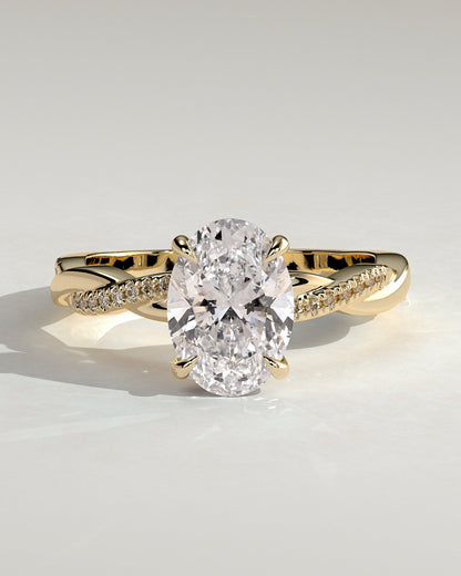 Oval Hidden Halo and Twisted Pave Lab Grown Diamond Engagement Ring