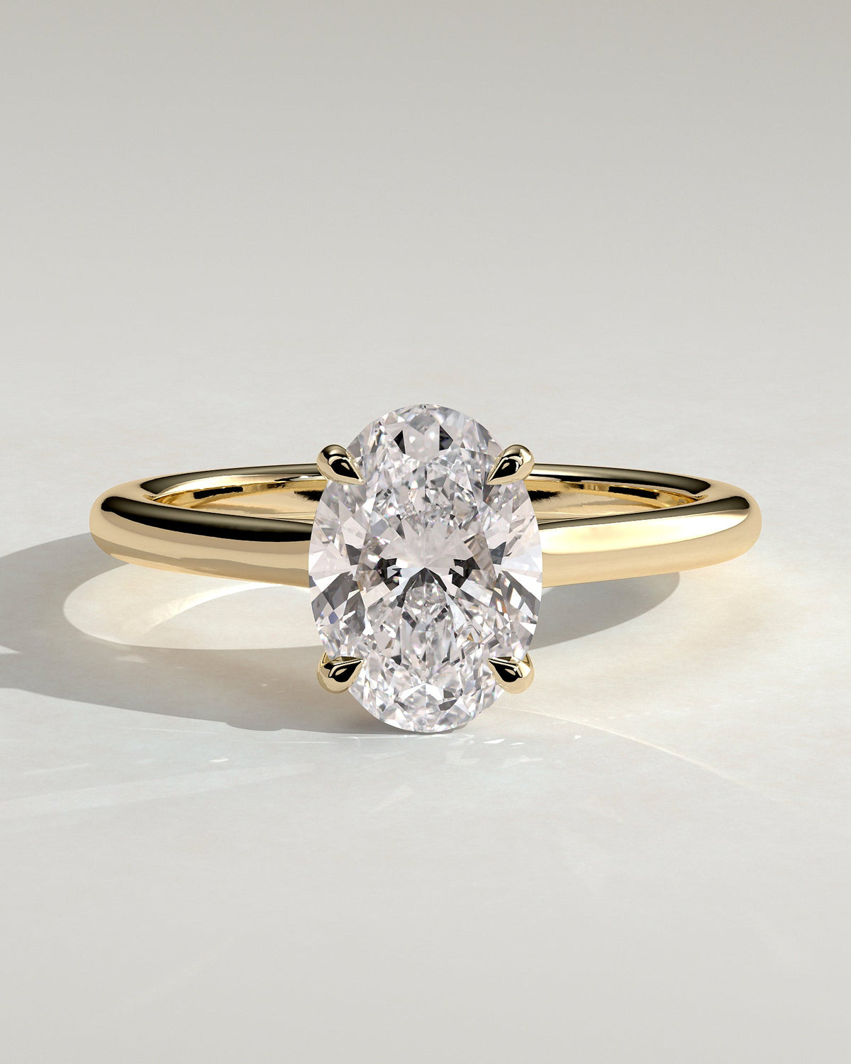 Oval Solitaire & Cathedral Lab Grown Diamond Engagement Ring