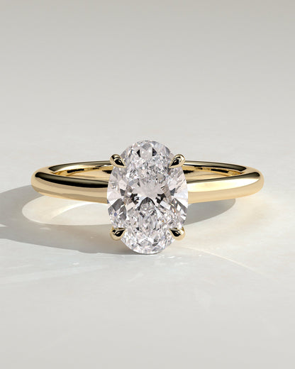 Oval Solitaire & Cathedral Lab Grown Diamond Engagement Ring