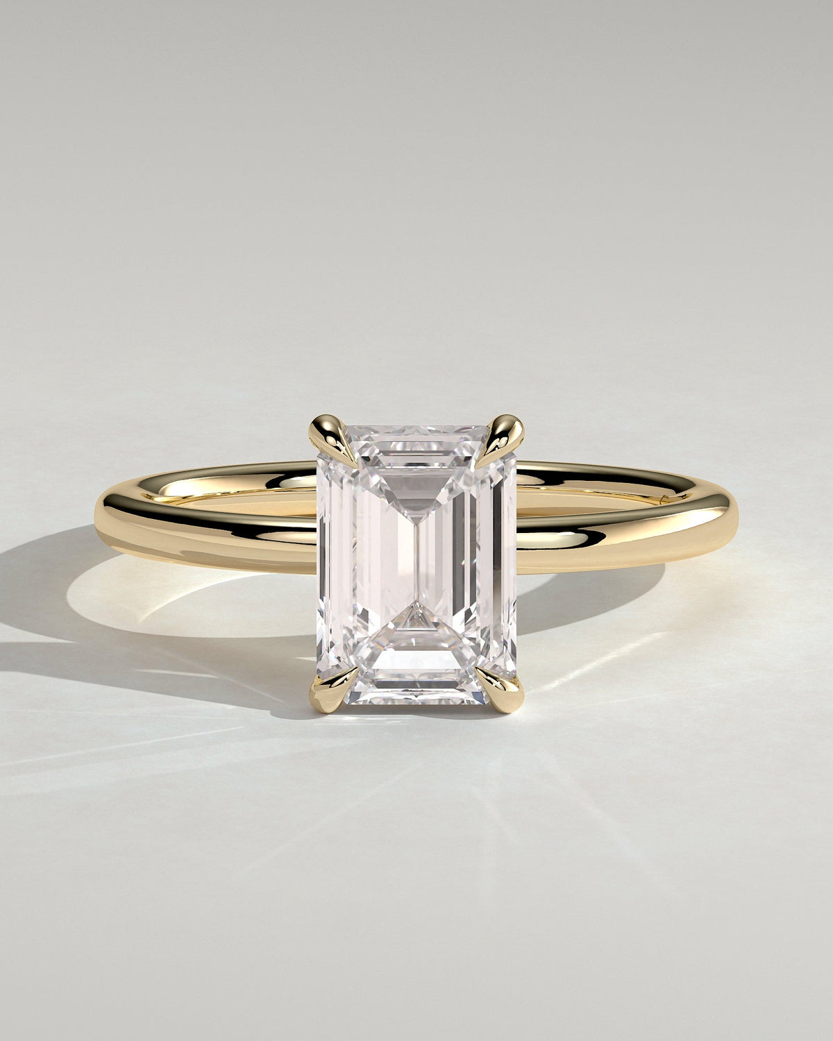 Emerald Solitaire Lab Grown Diamond Engagement Ring