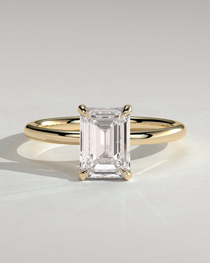 Emerald Solitaire Lab Grown Diamond Engagement Ring