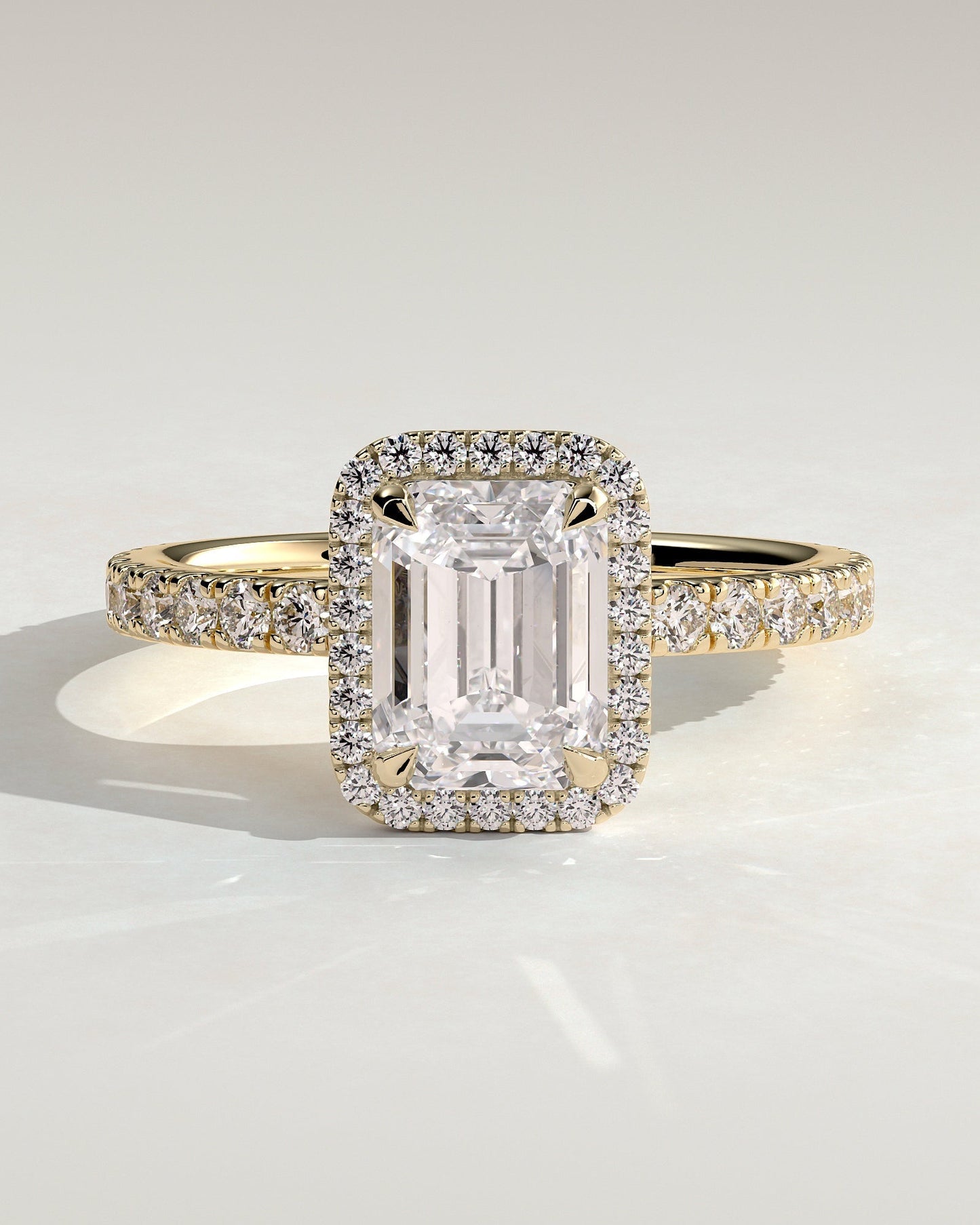 Emerald Halo and Pave Lab Grown Diamond Engagement Ring