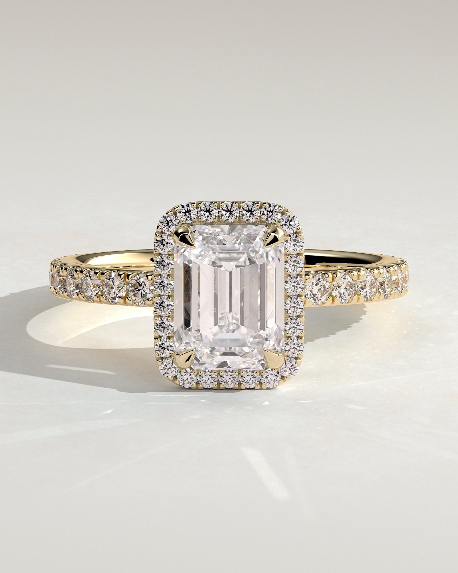 Emerald Halo and Pave Lab Grown Diamond Engagement Ring