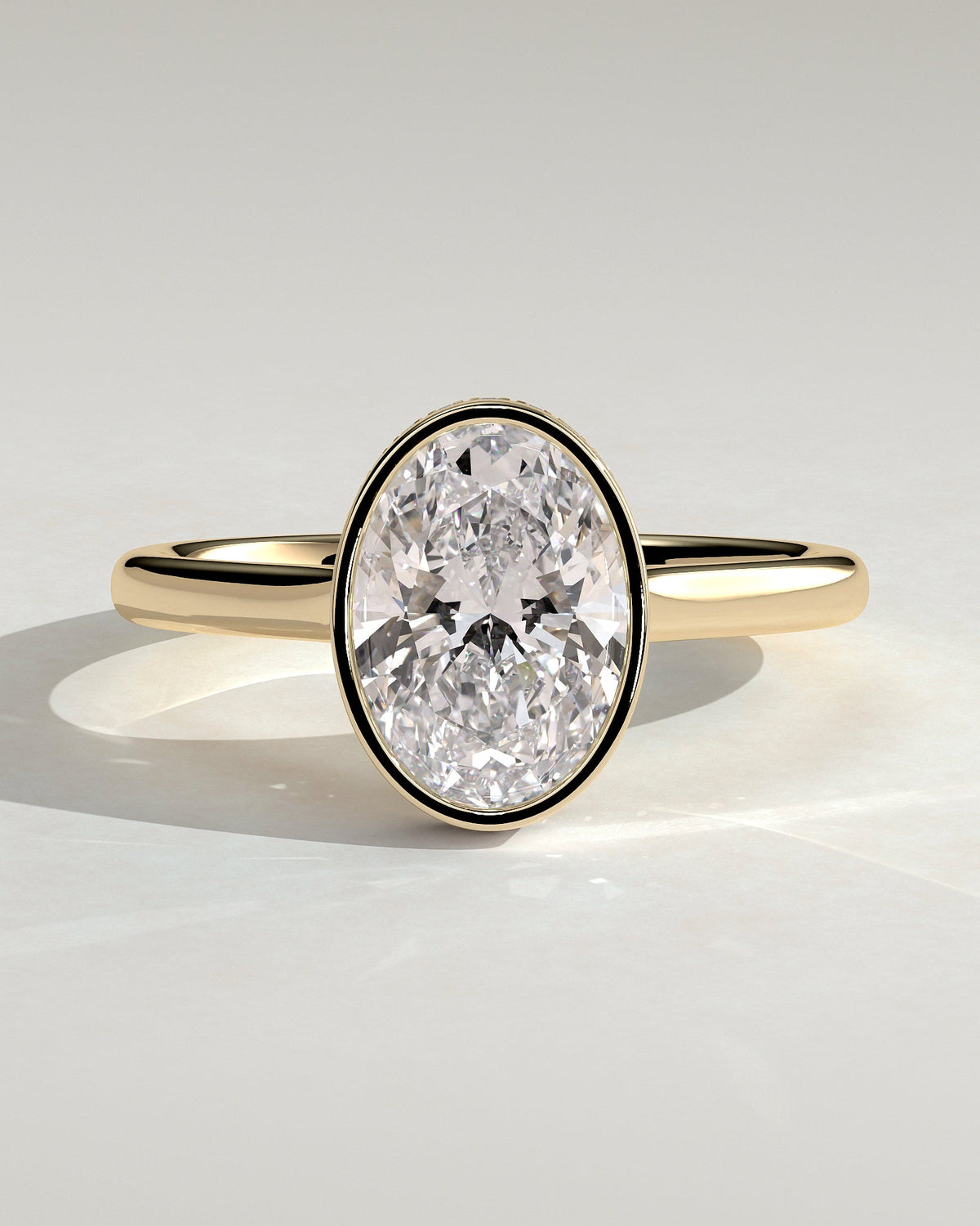 Oval Bezel & Hidden Halo Lab Grown Diamond Engagement Ring