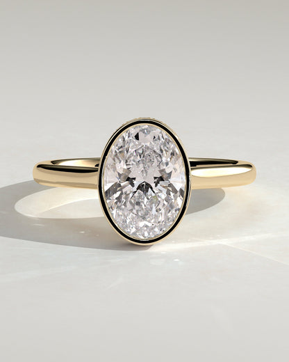 Oval Bezel & Hidden Halo Lab Grown Diamond Engagement Ring