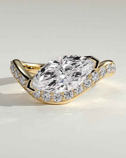 Marquise Bold Swirl Pave Lab Grown Diamond Engagement Ring