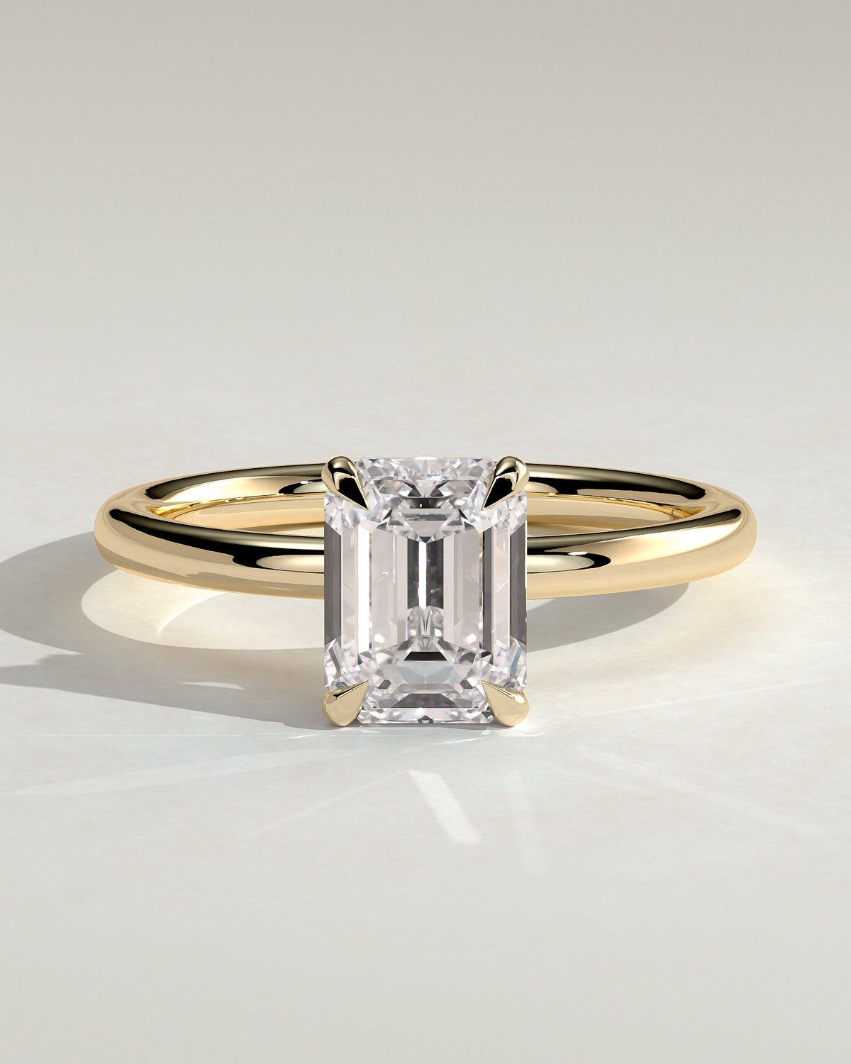 Emerald Hidden Halo Lab Grown Diamond Engagement Ring