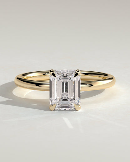 Emerald Hidden Halo Lab Grown Diamond Engagement Ring