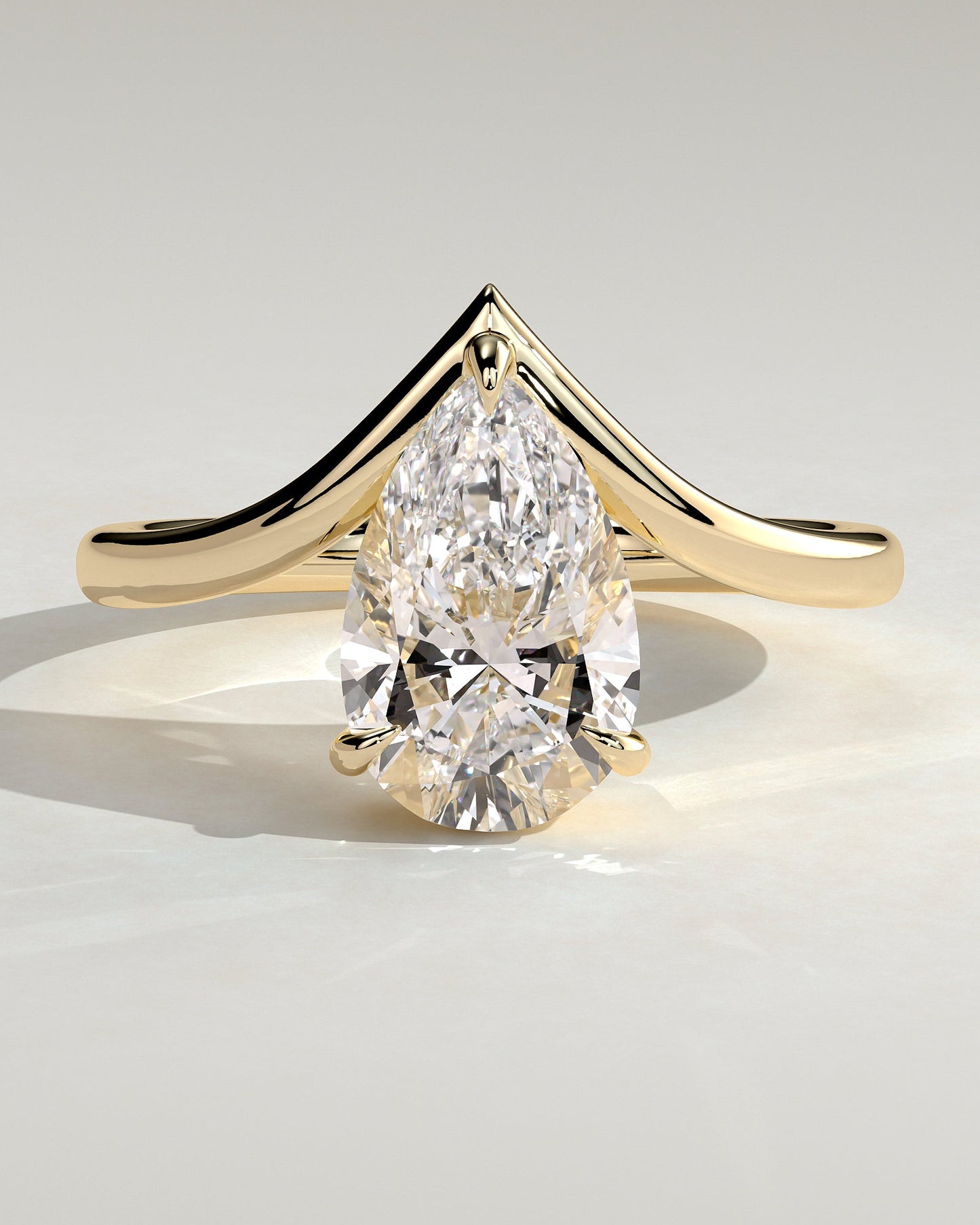 Pear Swirl Solitaire Lab Grown Diamond Engagement Ring