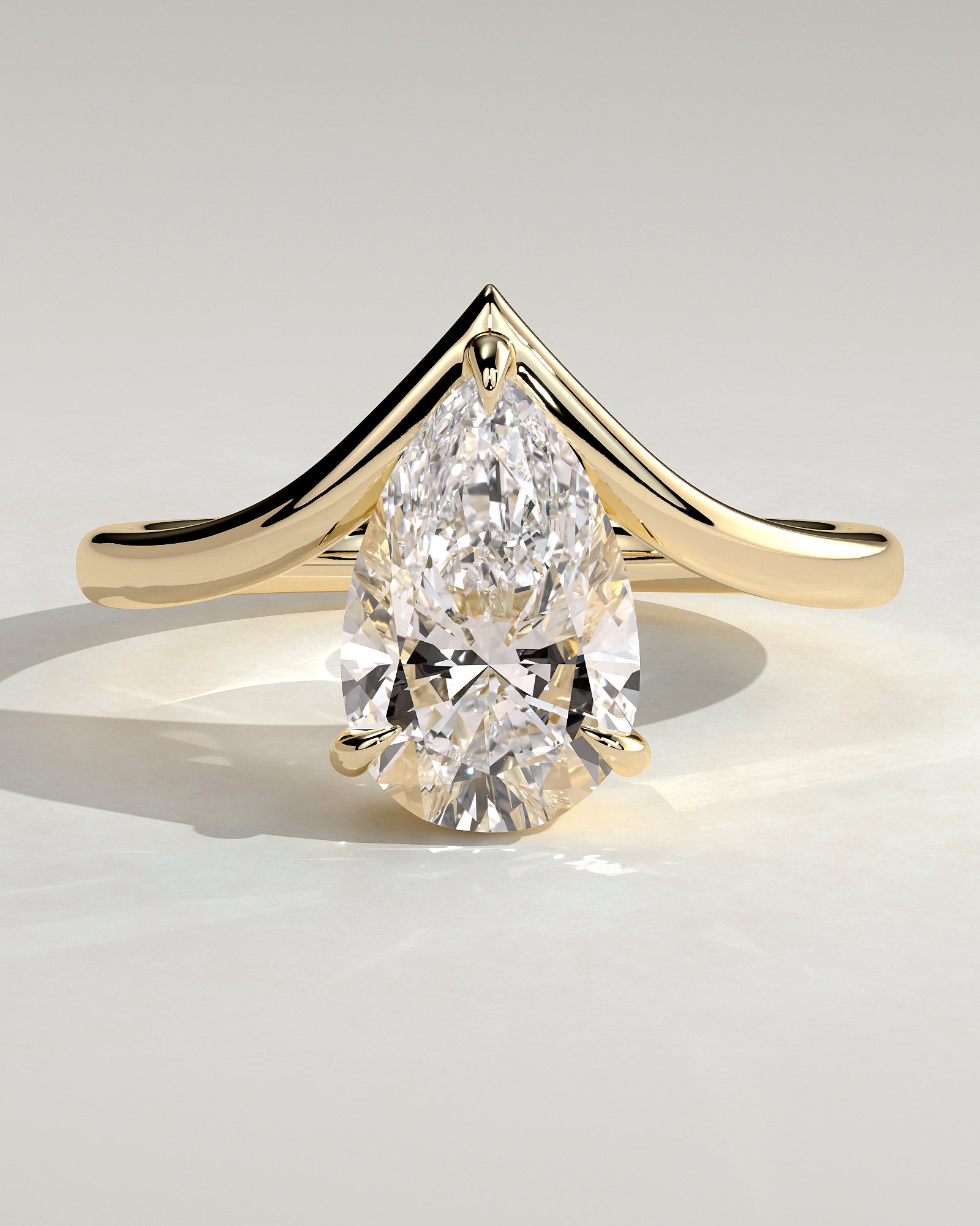 Pear Swirl Solitaire Lab Grown Diamond Engagement Ring