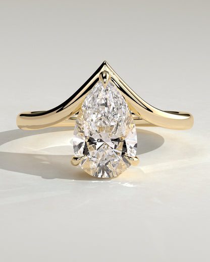 Pear Swirl Solitaire Lab Grown Diamond Engagement Ring