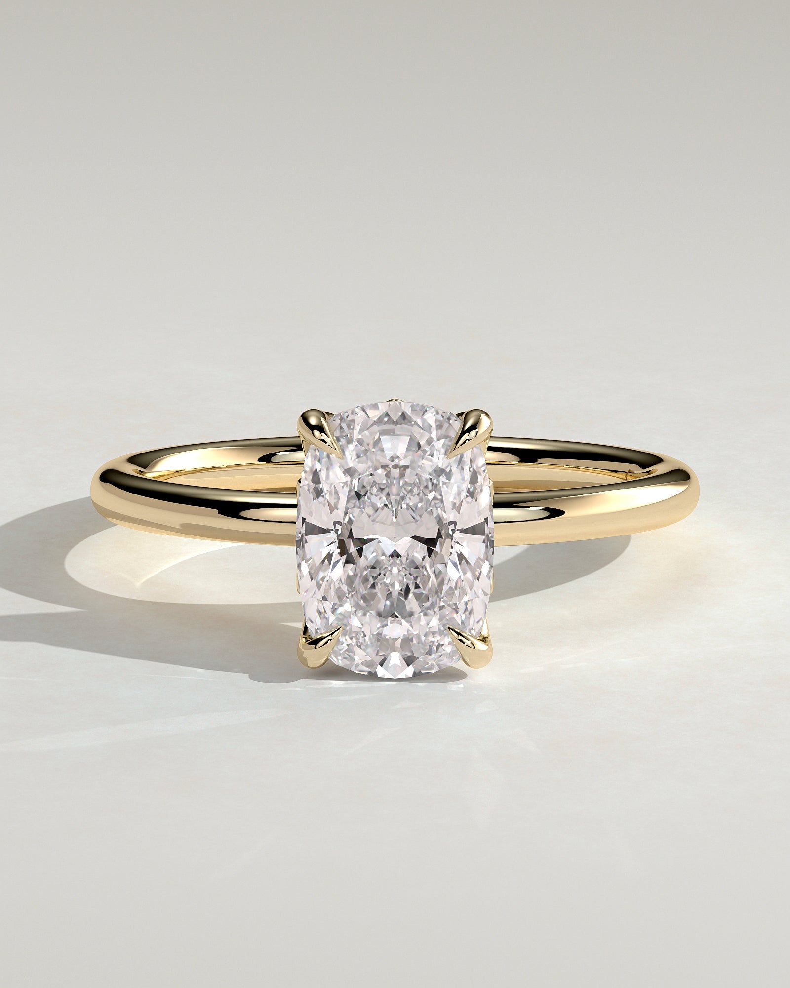 Elongated Cushion Solitaire Lab Grown Diamond Engagement Ring