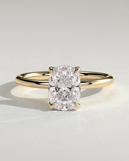 Elongated Cushion Solitaire Lab Grown Diamond Engagement Ring