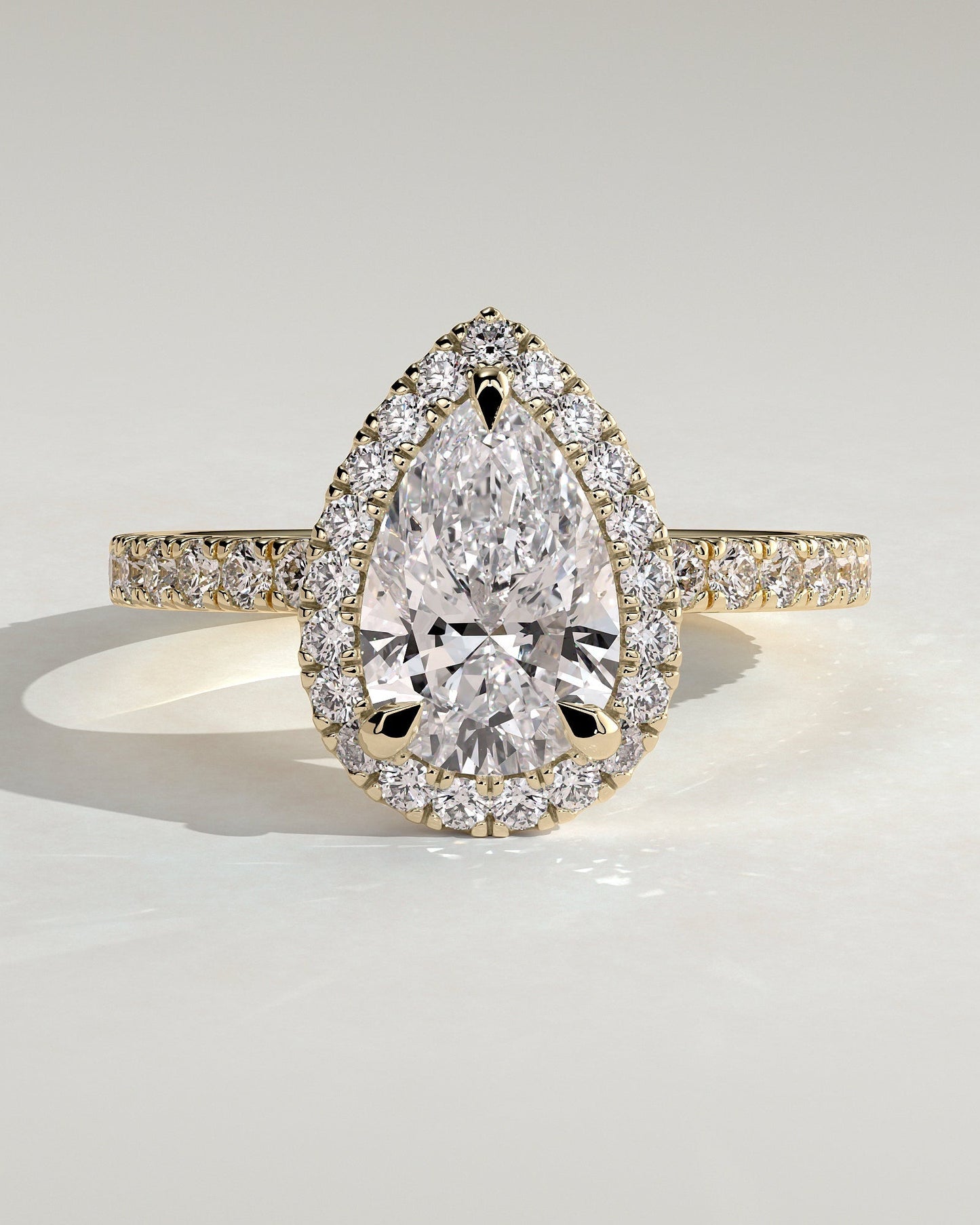 Pear Halo and Pave Lab Grown Diamond Engagement Ring