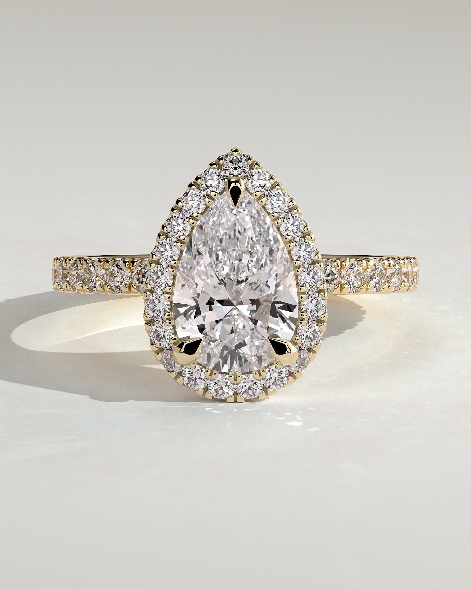 Pear Halo and Pave Lab Grown Diamond Engagement Ring