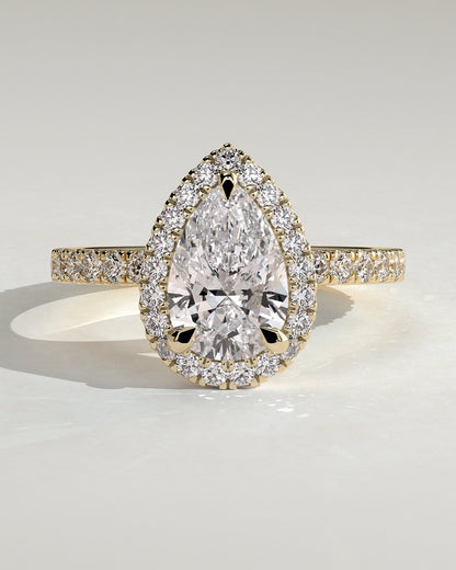 Pear Halo and Pave Lab Grown Diamond Engagement Ring