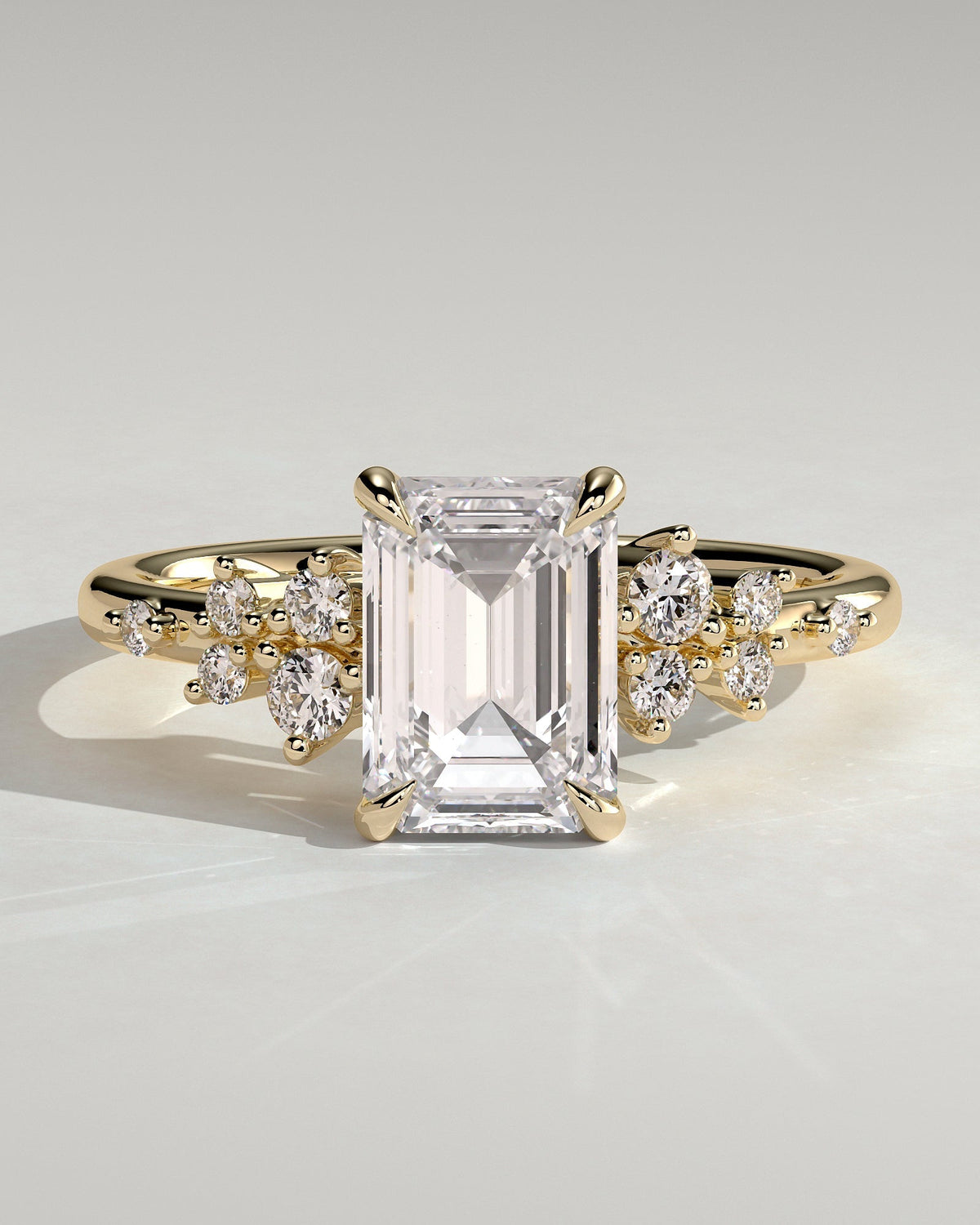 Emerald Cluster Lab Grown Diamond Engagement Ring