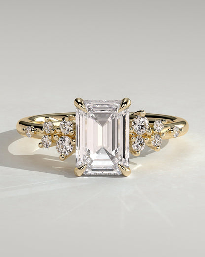 Emerald Cluster Lab Grown Diamond Engagement Ring