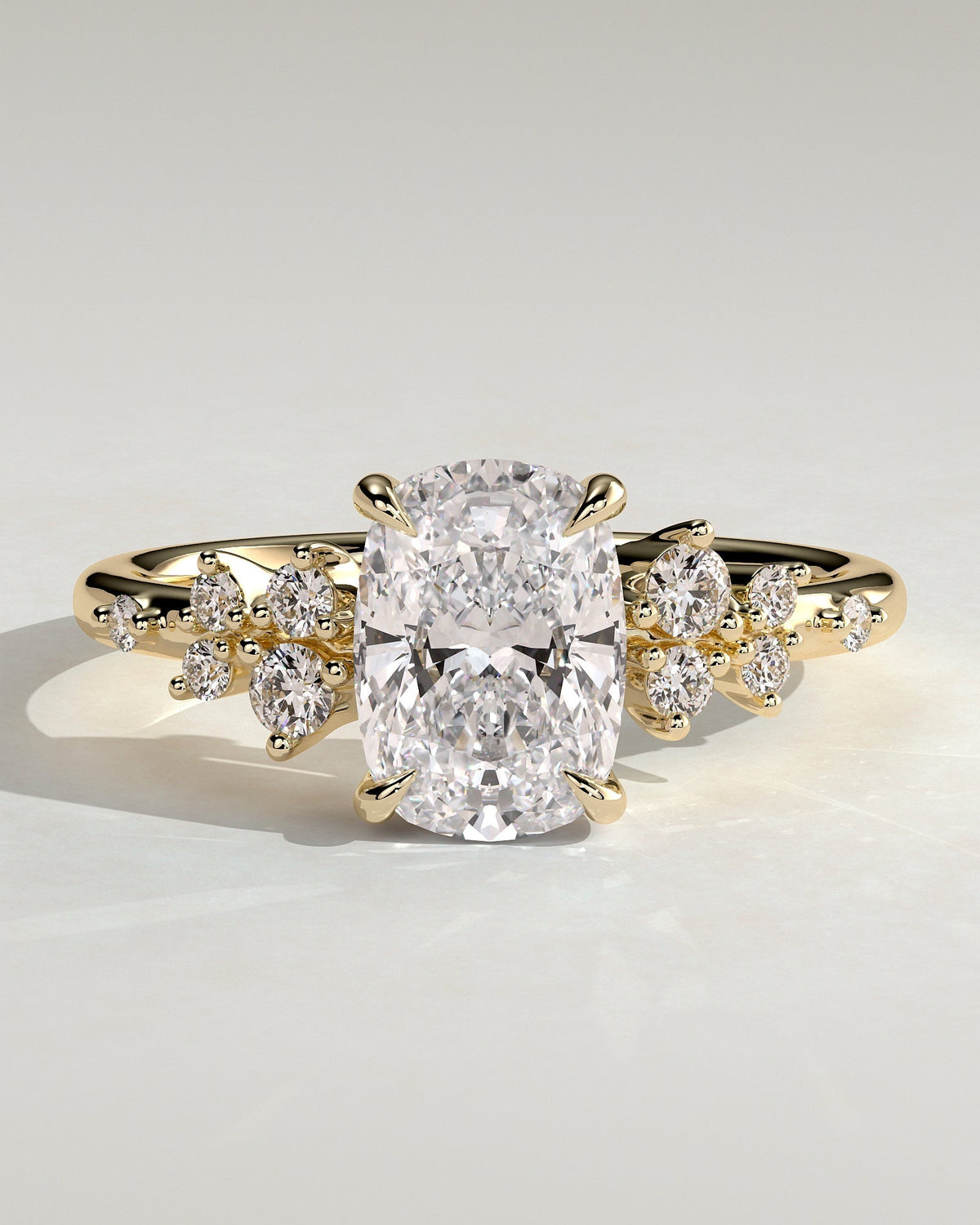 Elongated Cushion Cluster Lab Grown Diamond Engagement Ring