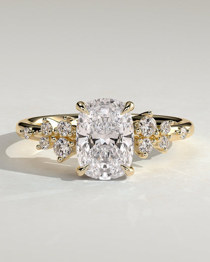 Elongated Cushion Cluster Lab Grown Diamond Engagement Ring