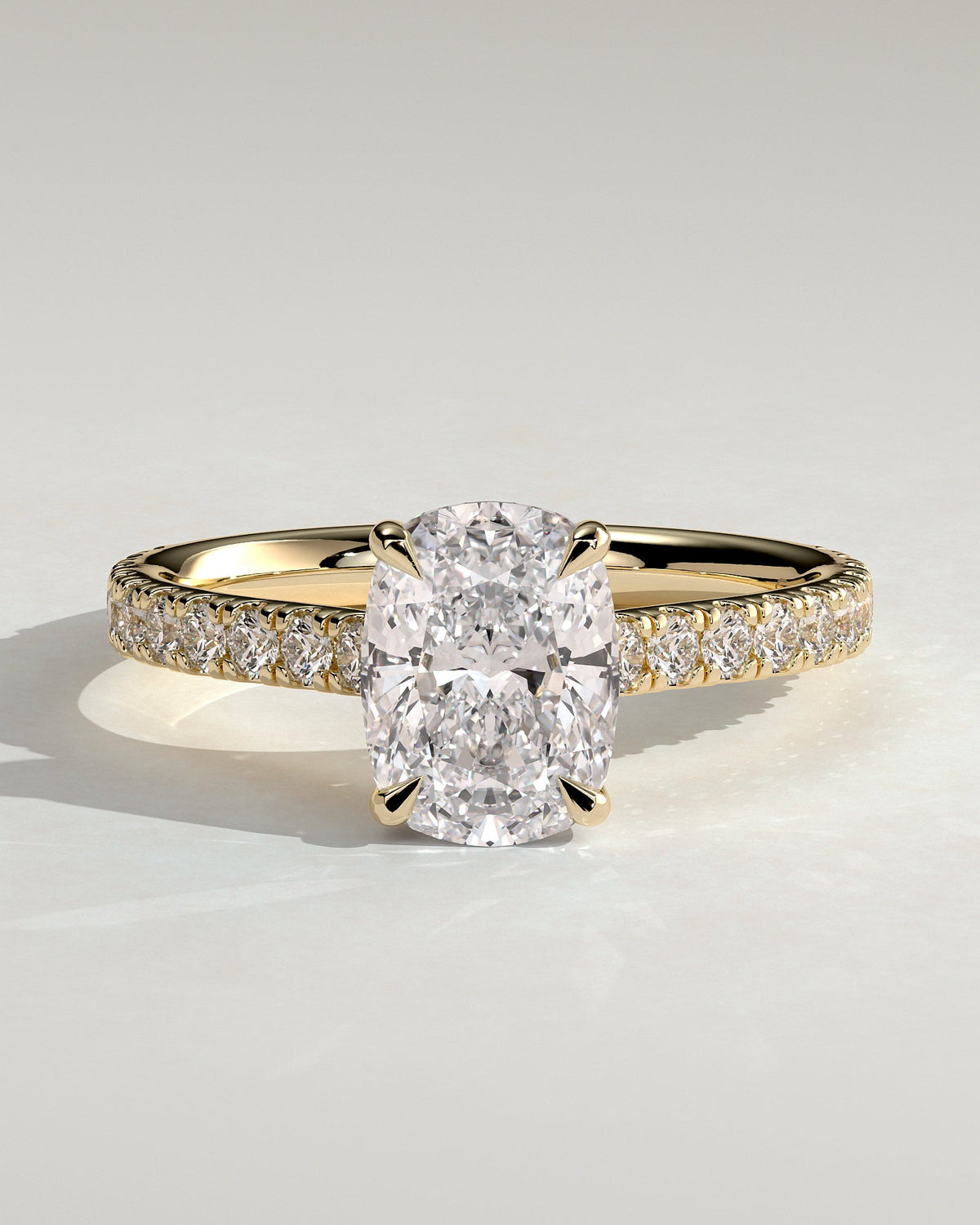 Elongated Cushion Pave & Hidden Halo Lab Grown Diamond Engagement Ring