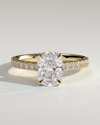 Elongated Cushion Pave & Hidden Halo Lab Grown Diamond Engagement Ring