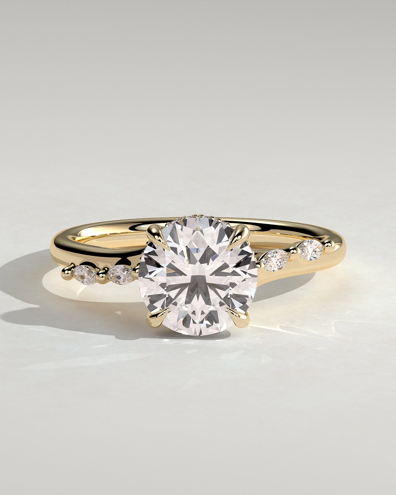 Round Pave & Hidden Halo Lab Grown Diamond Engagement Ring