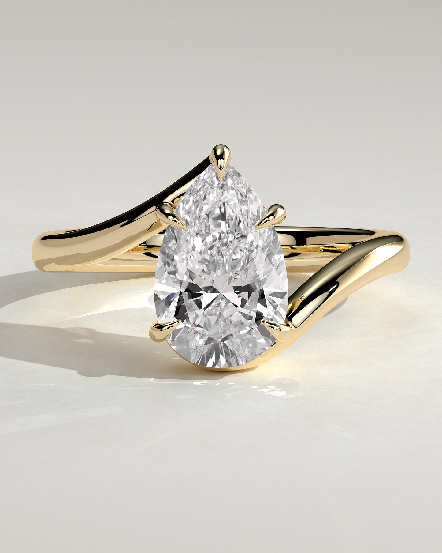 Pear Swirl Solitaire Lab Grown Diamond Engagement Ring