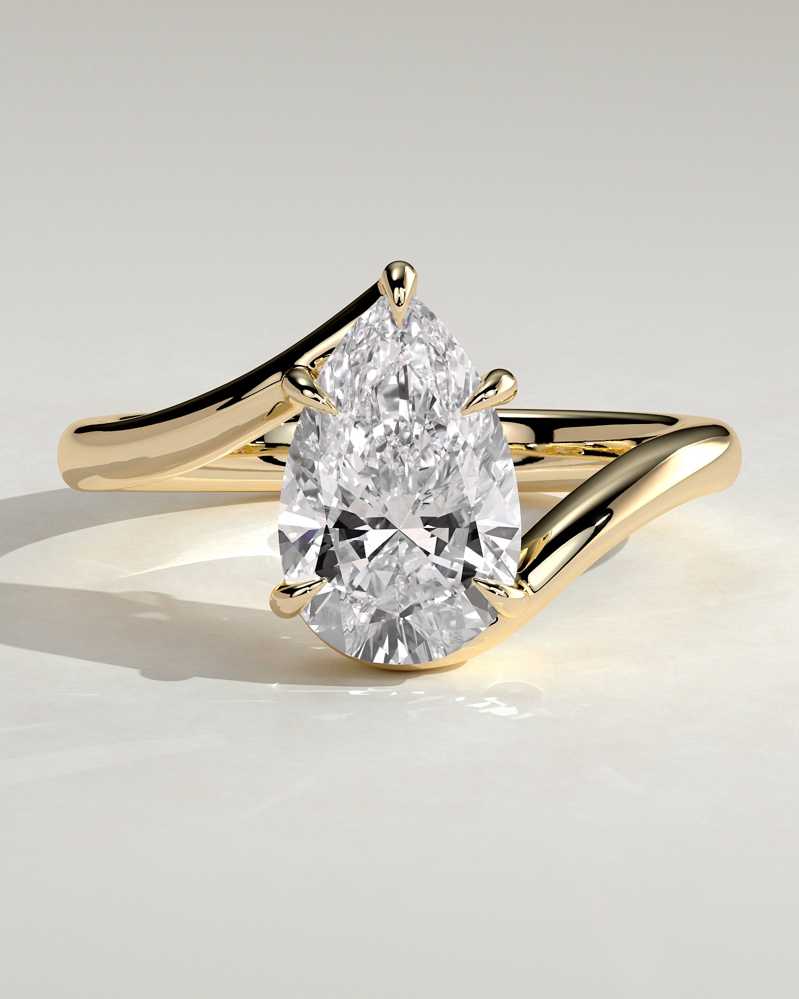 Pear Swirl Solitaire Lab Grown Diamond Engagement Ring