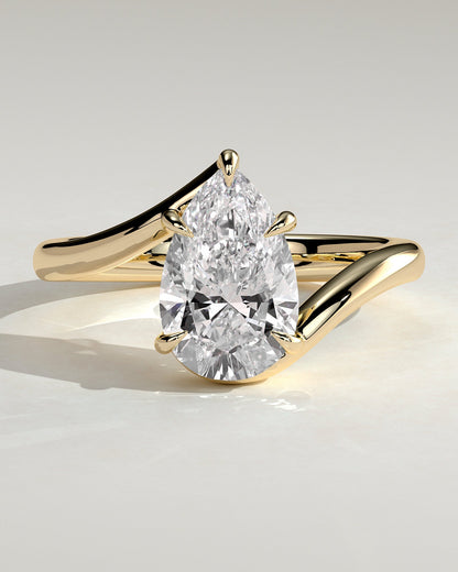 Pear Swirl Solitaire Lab Grown Diamond Engagement Ring