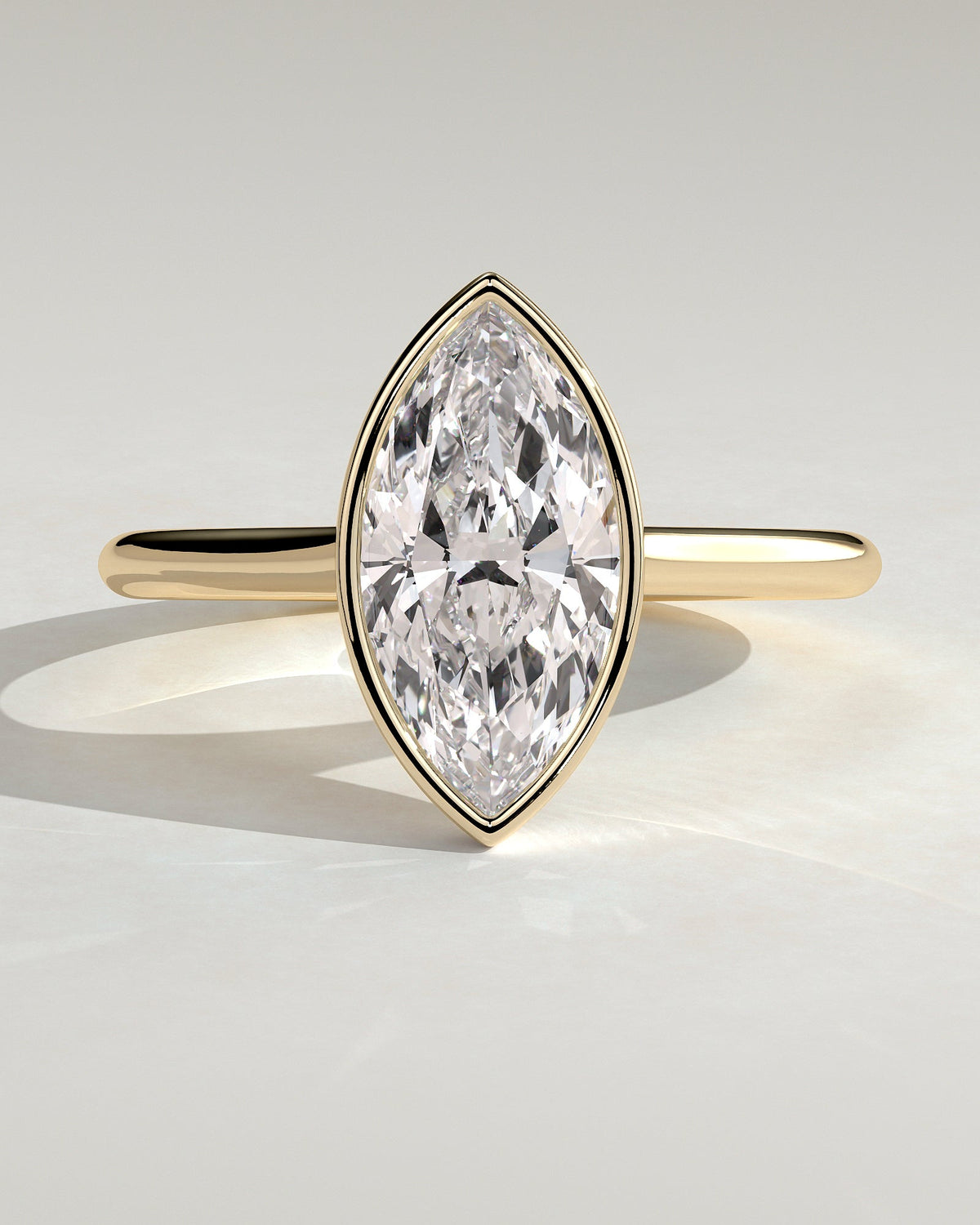 Marquise Bezel Solitaire Lab Grown Diamond Engagement Ring