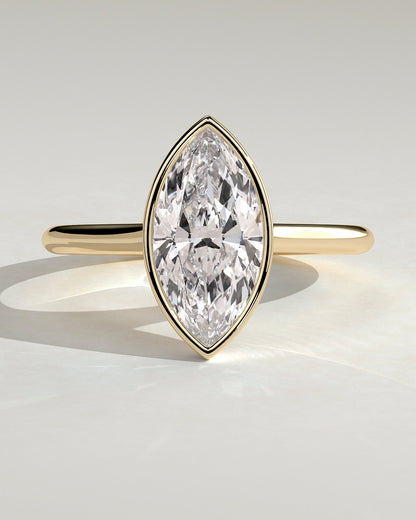 Marquise Bezel Solitaire Lab Grown Diamond Engagement Ring