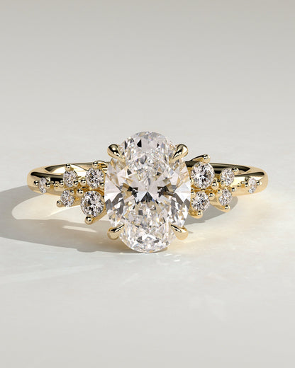 Oval Cluster Lab Grown Diamond Engagement Ring