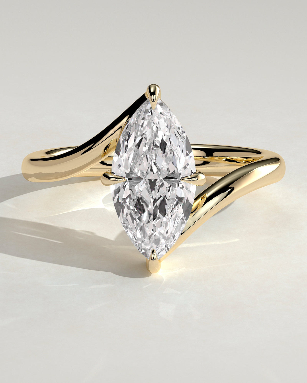 Marquise Swirl Solitaire Lab Grown Diamond Engagement Ring