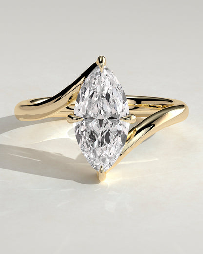 Marquise Swirl Solitaire Lab Grown Diamond Engagement Ring
