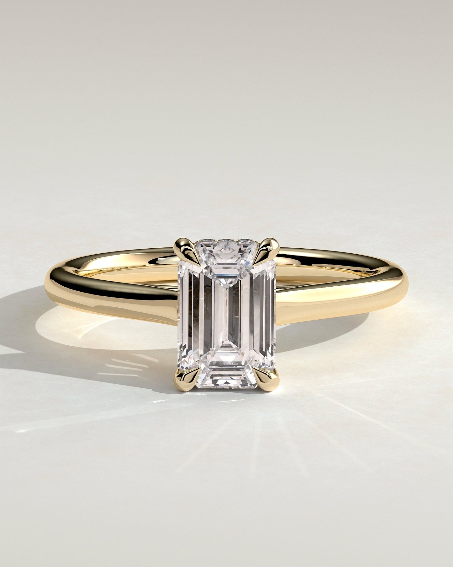 Emerald Cathedral & Hidden Halo Lab Grown Diamond Engagement Ring