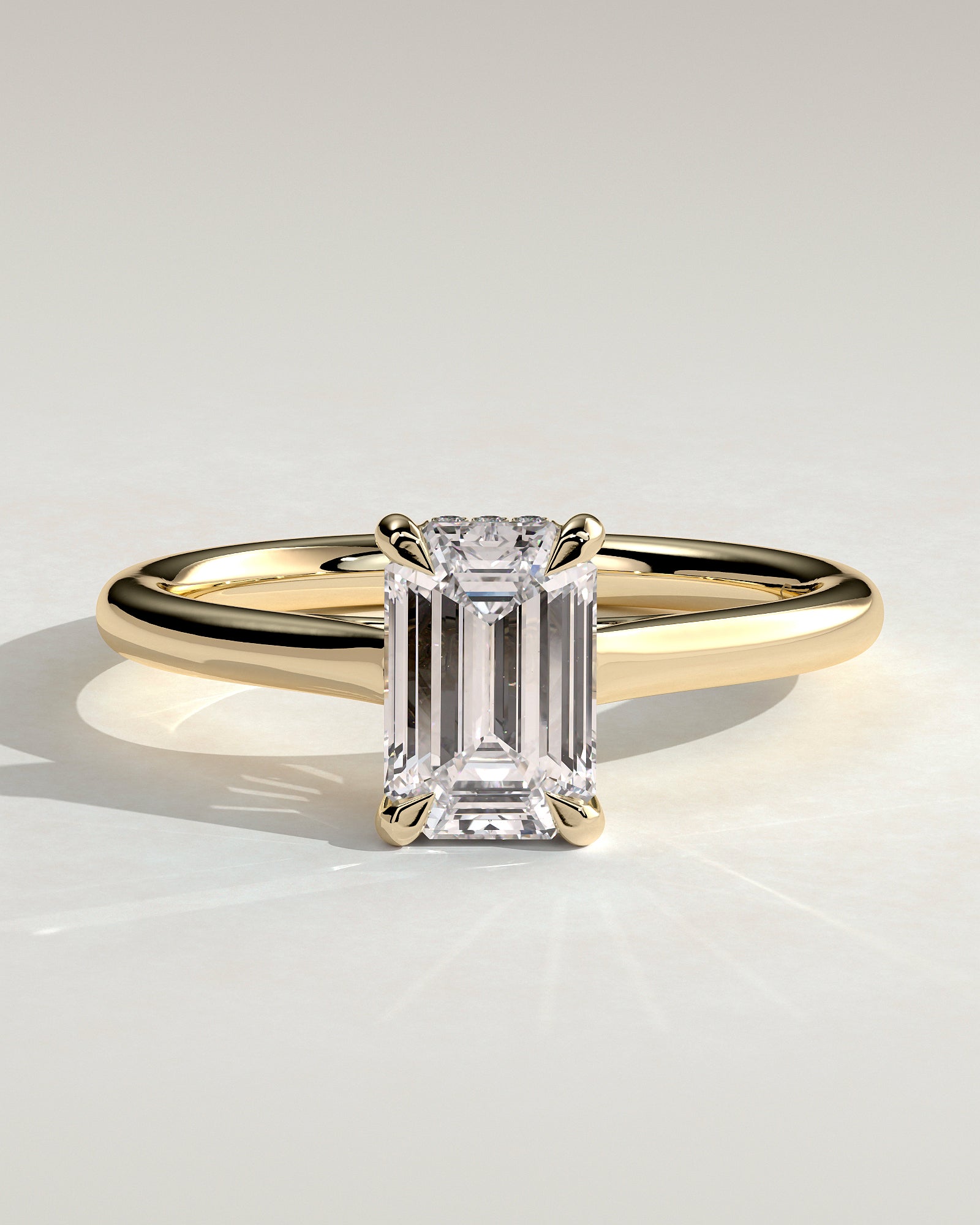 Emerald Cathedral & Hidden Halo Lab Grown Diamond Engagement Ring