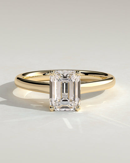 Emerald Solitaire & Cathedral Lab Grown Diamond Engagement Ring
