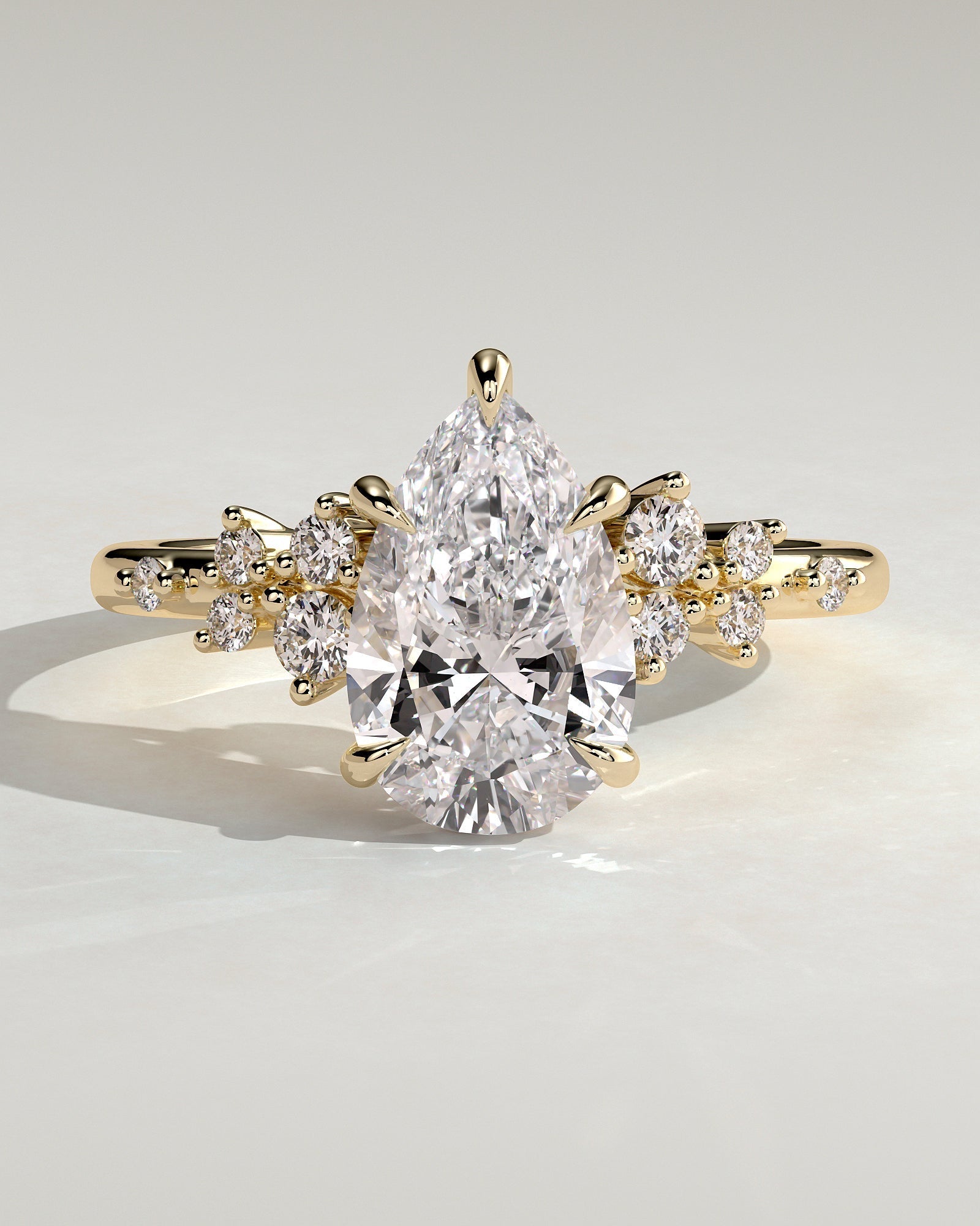 Pear Cluster Lab Grown Diamond Engagement Ring