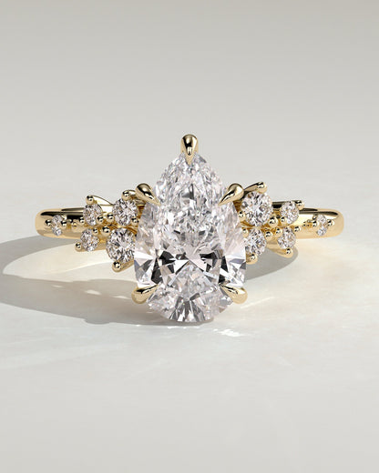 Pear Cluster Lab Grown Diamond Engagement Ring