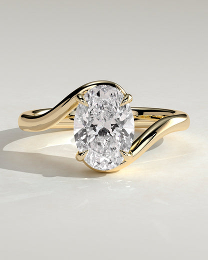 Oval Swirl Solitaire Lab Grown Diamond Engagement Ring