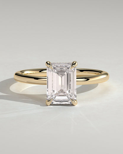 Emerald Hidden Halo Lab Grown Diamond Engagement Ring