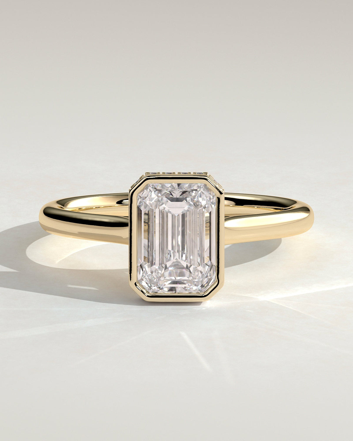 Emerald Bezel & Hidden Halo Lab Grown Diamond Engagement Ring