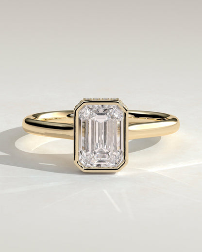 Emerald Bezel & Hidden Halo Lab Grown Diamond Engagement Ring