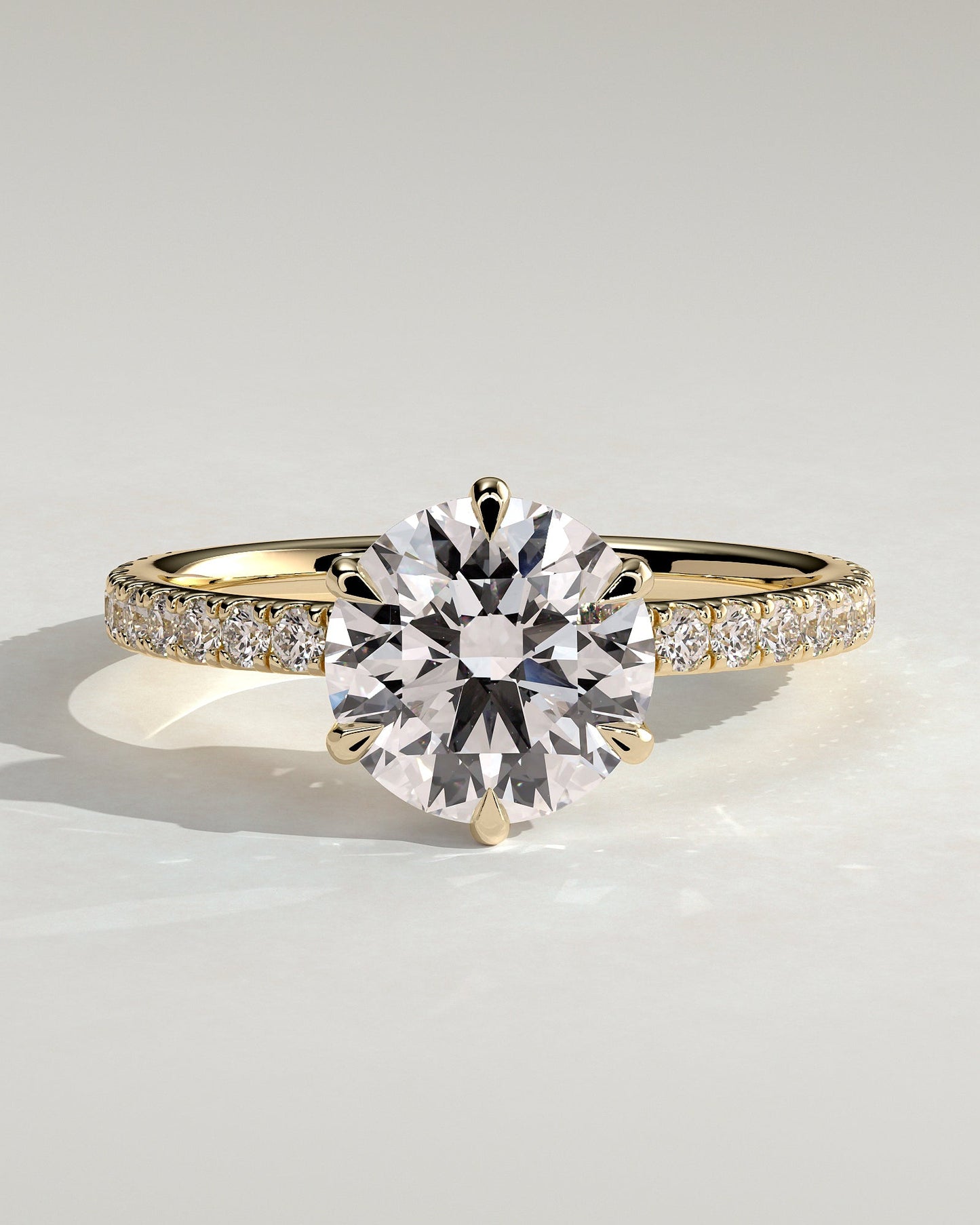 Round Pave Lab Grown Diamond Engagement Ring