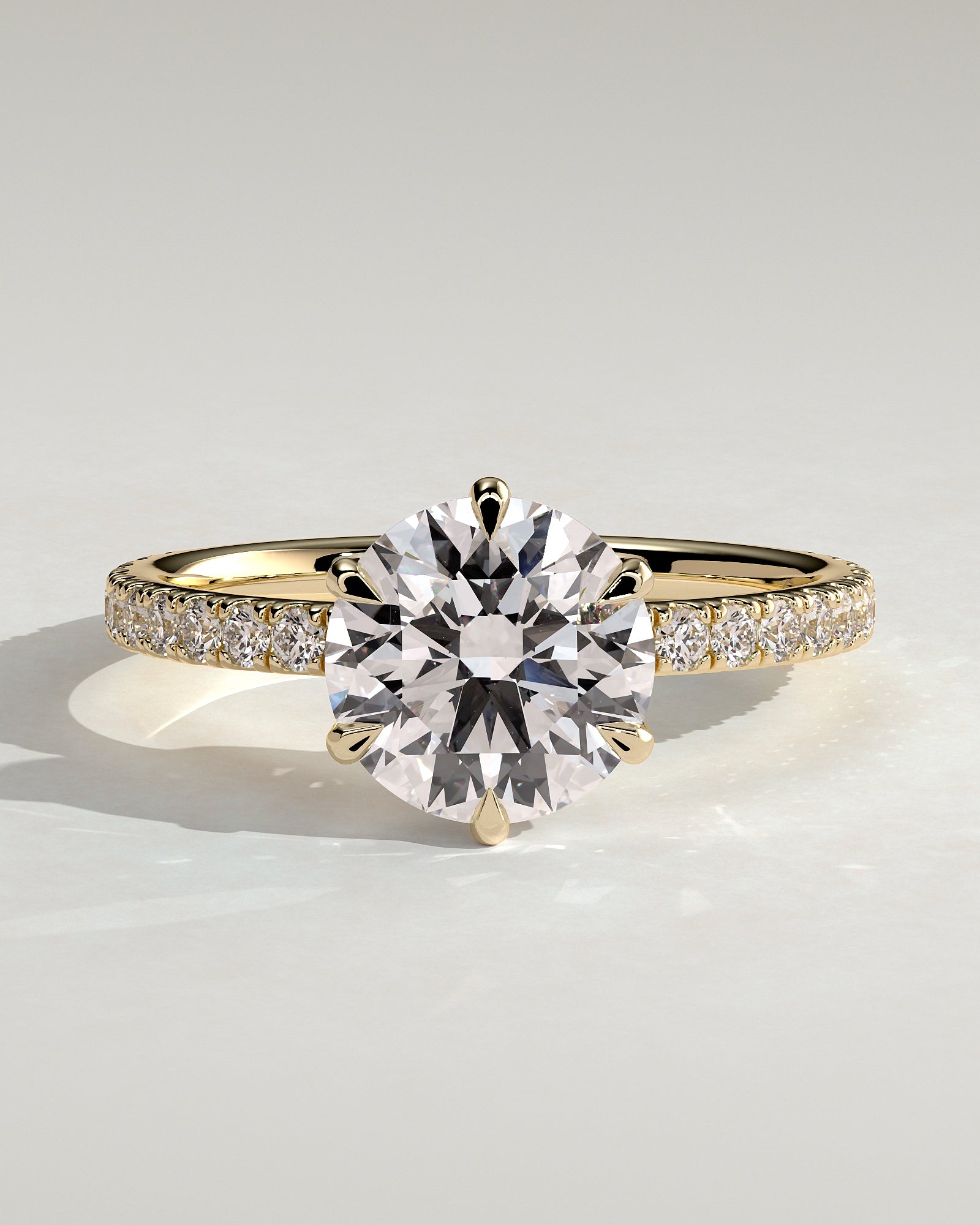 Round Pave Lab Grown Diamond Engagement Ring