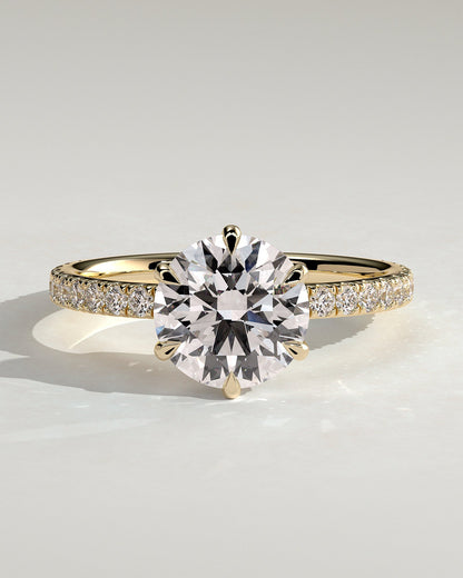 Round Pave Lab Grown Diamond Engagement Ring