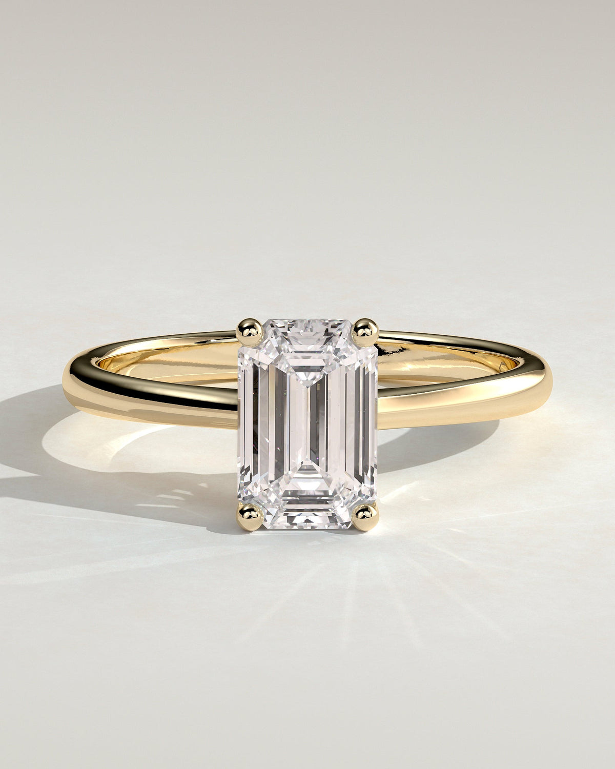 Emerald Solitaire Lab Grown Diamond Engagement Ring