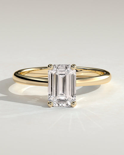 Emerald Solitaire Lab Grown Diamond Engagement Ring